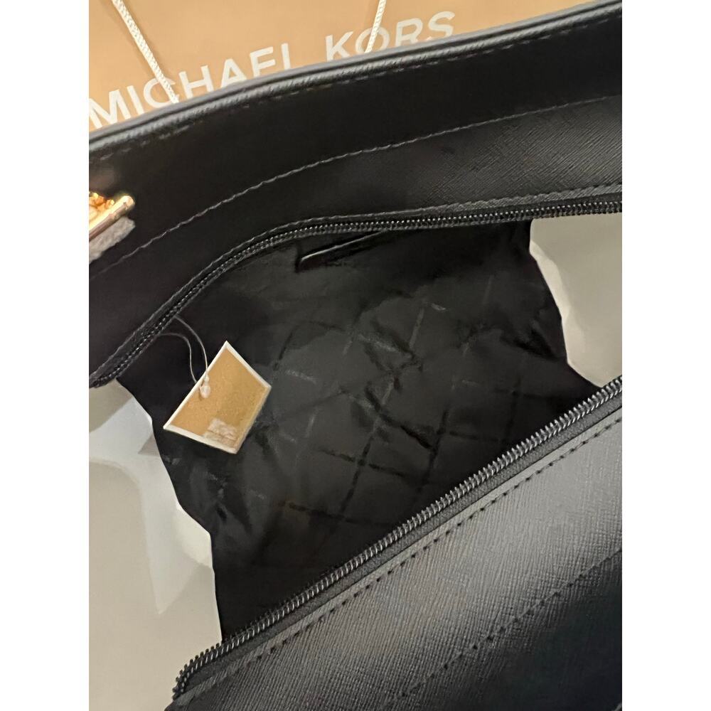 Michael Kors Jet Set Travel LG Chain Shoulder Tote Black Leather NWT - Picture 11 of 12